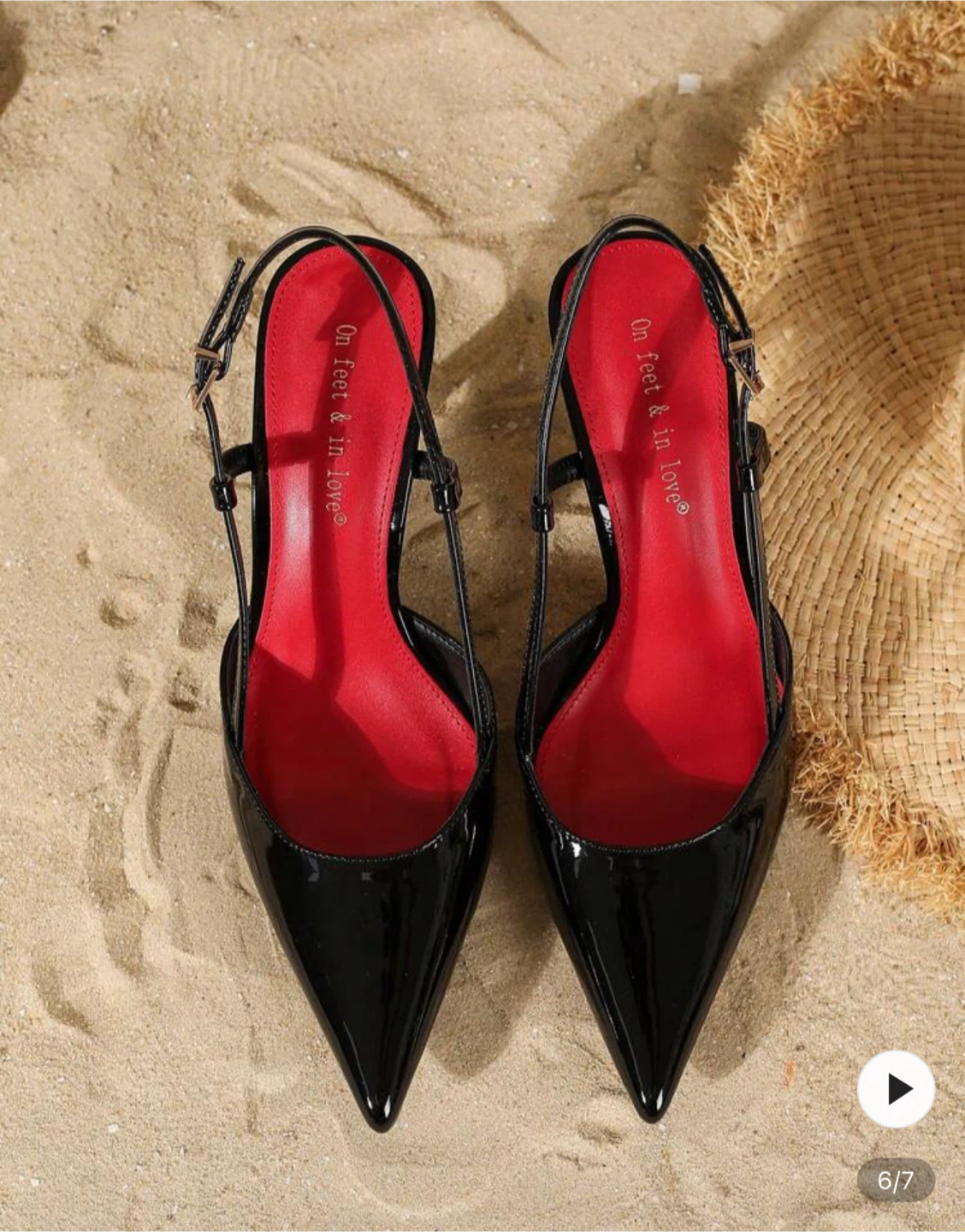 Black Slingback Heels - Size W 6.5 - photo 2