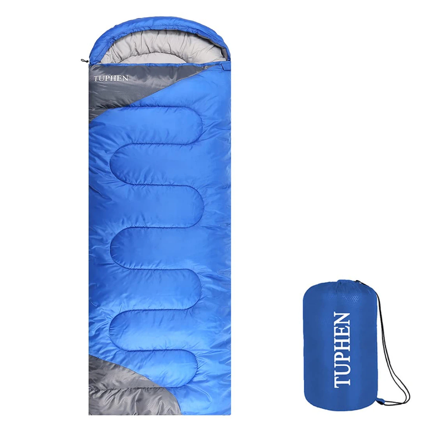 Tuphen Kids Camping Sleeping Bags w Carry Bag - Black + Blue