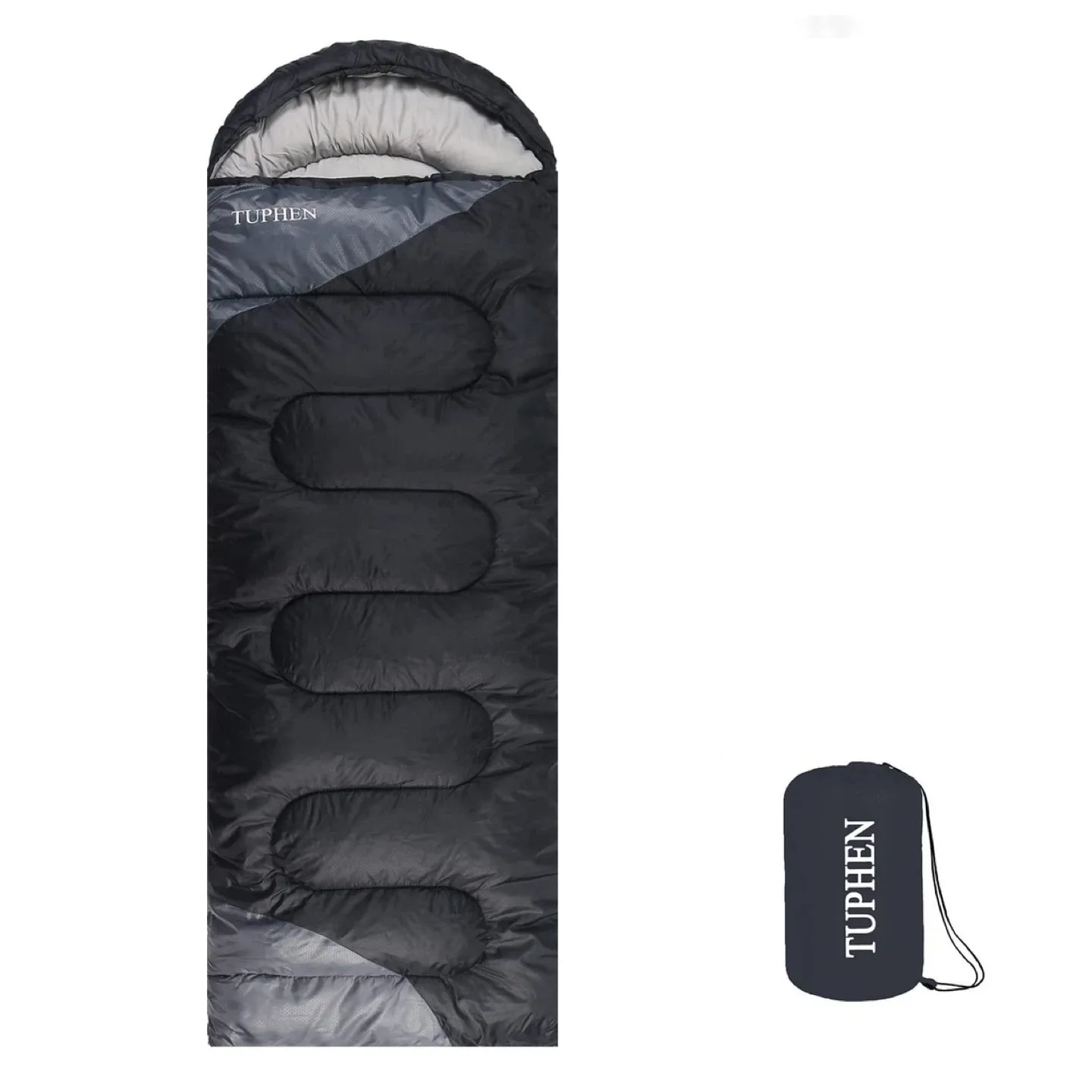 Tuphen Kids Camping Sleeping Bags w Carry Bag - Black + Blue image indicator(2)