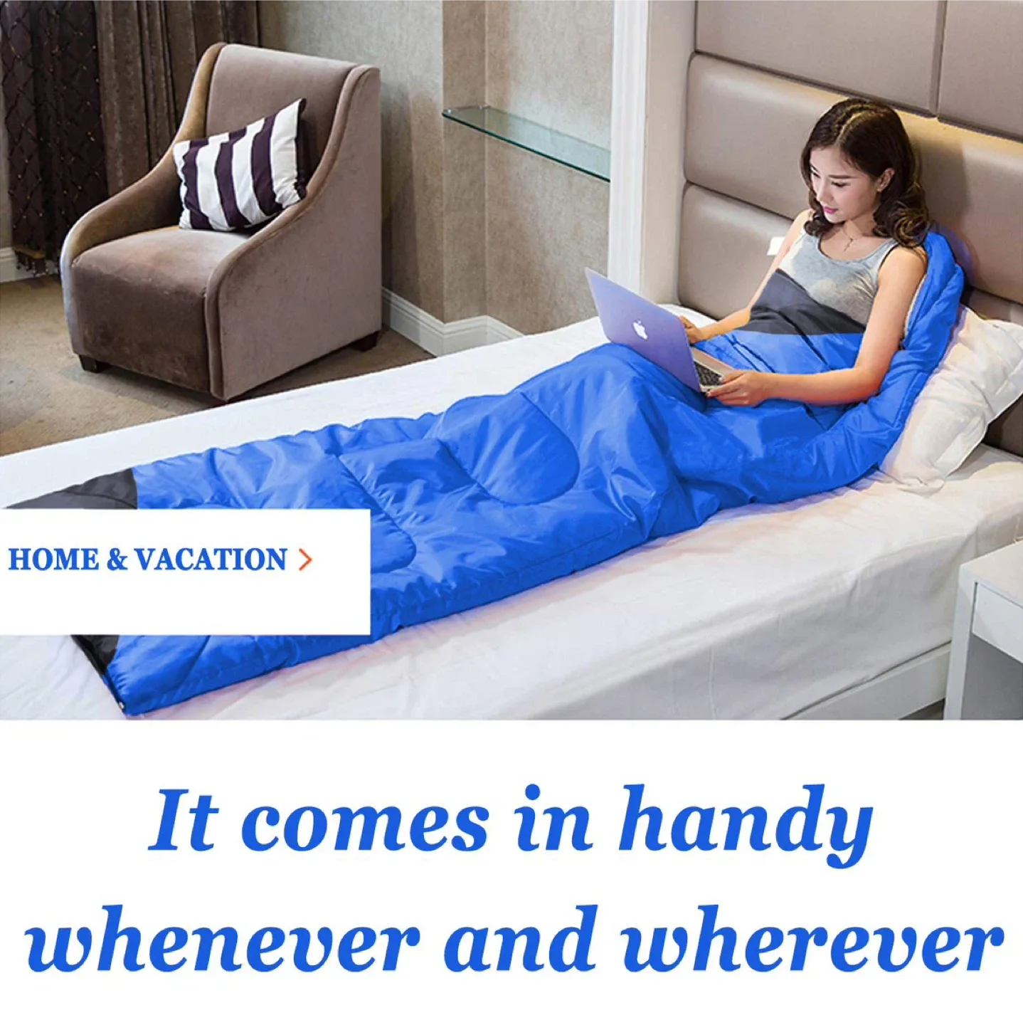 Tuphen Kids Camping Sleeping Bags w Carry Bag - Black + Blue image indicator(5)