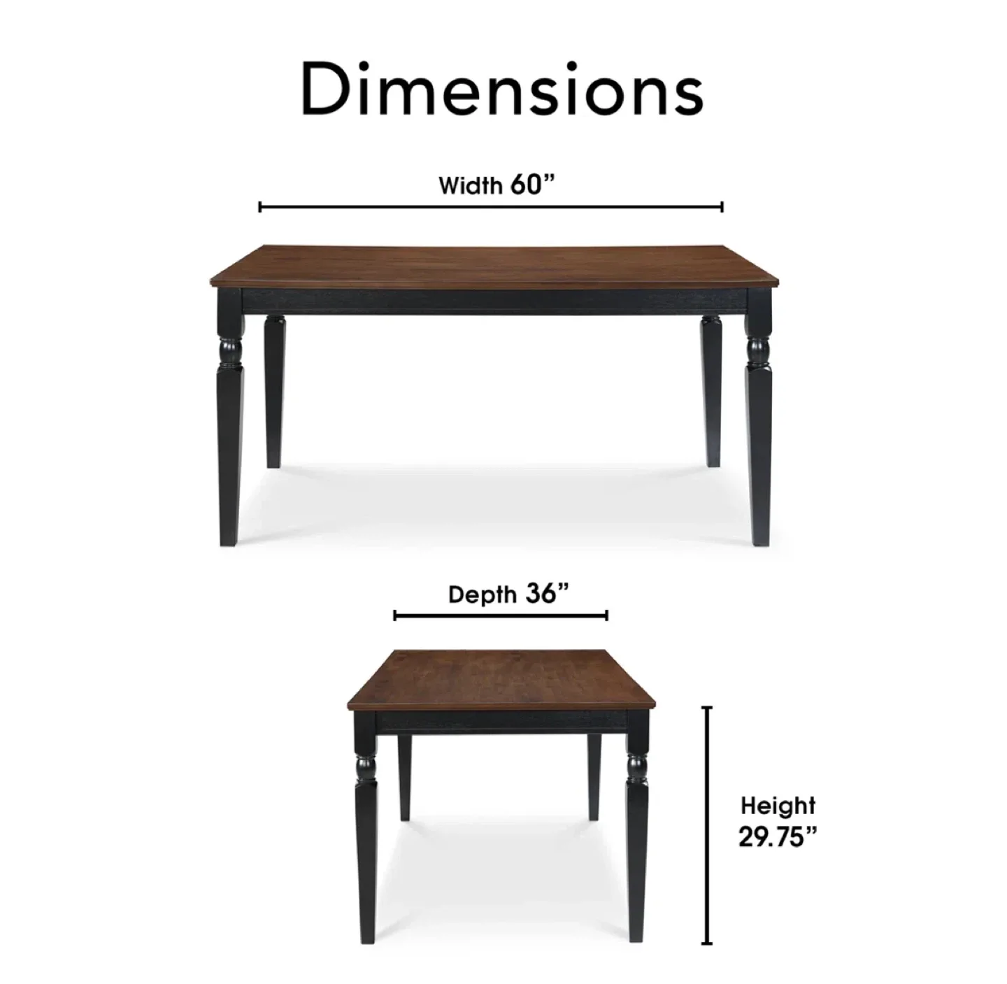 Dining Table - Wood Top, Black Legs, 60" x 36" image indicator(3)