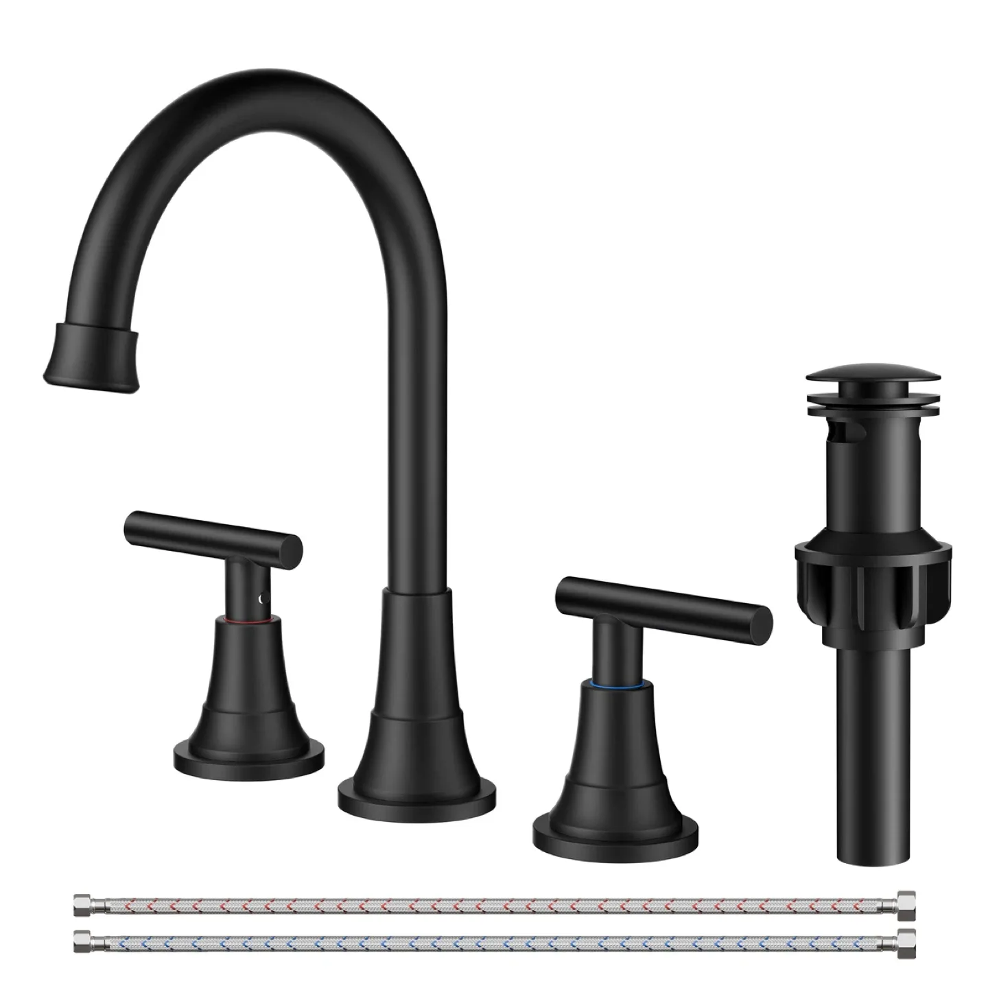 FORIOUS Bathroom Faucet 3 Hole - 8” - Pop up Drain thumbnail