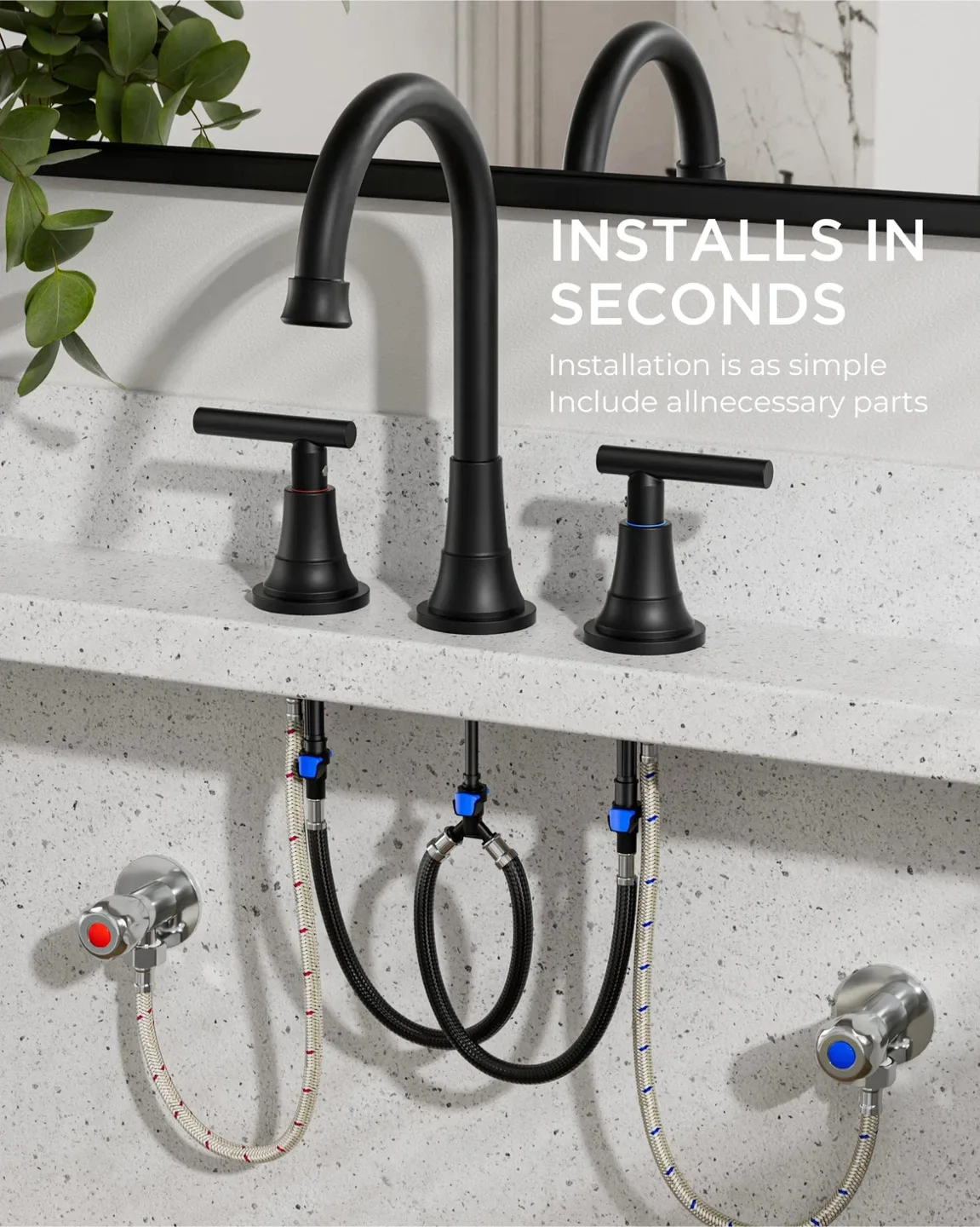 FORIOUS Bathroom Faucet 3 Hole - 8” - Pop up Drain image indicator(4)