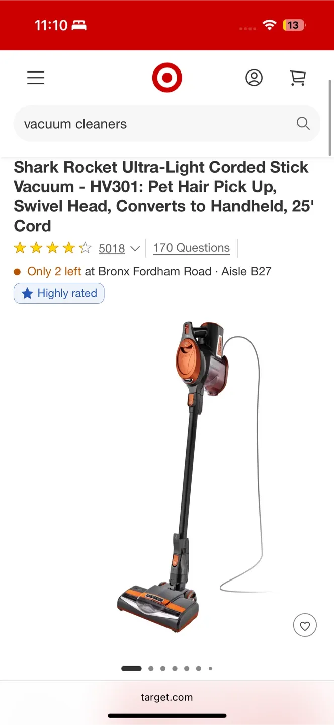 Vaccum Cleaner - Shark Rocket Ultra-Light Corded StickHV301 thumbnail