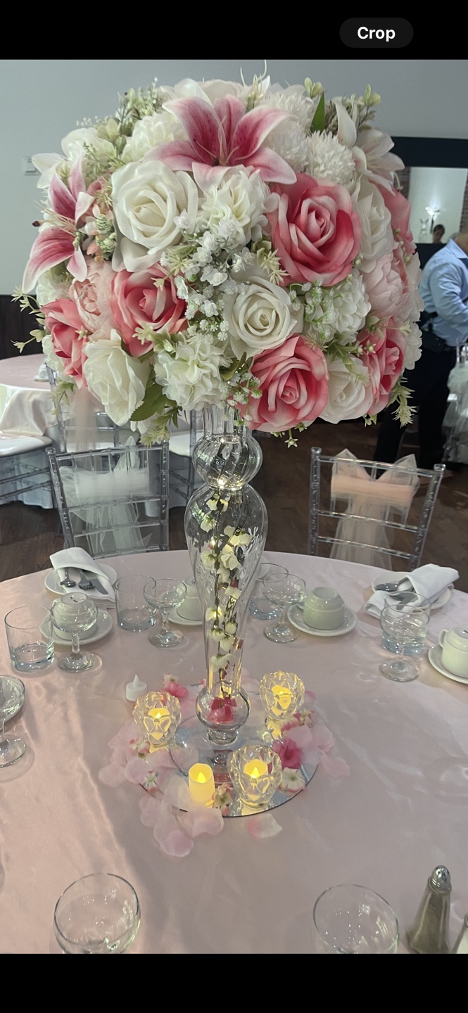 Artificial Rose Bouquet – Blush & White with Centerpiece - photo 3