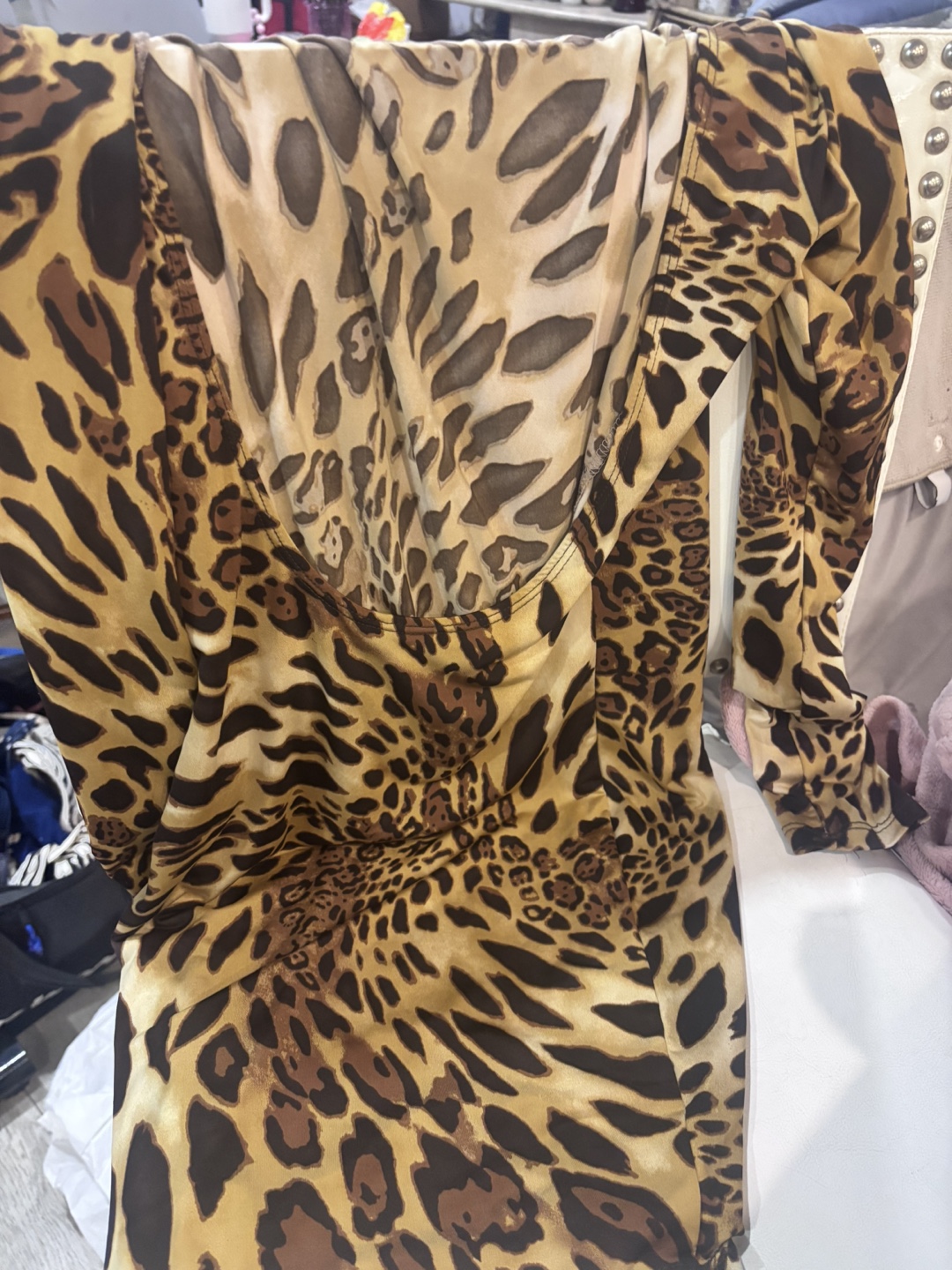 Leopard Print Long Sleeve Mini Dress - photo 3