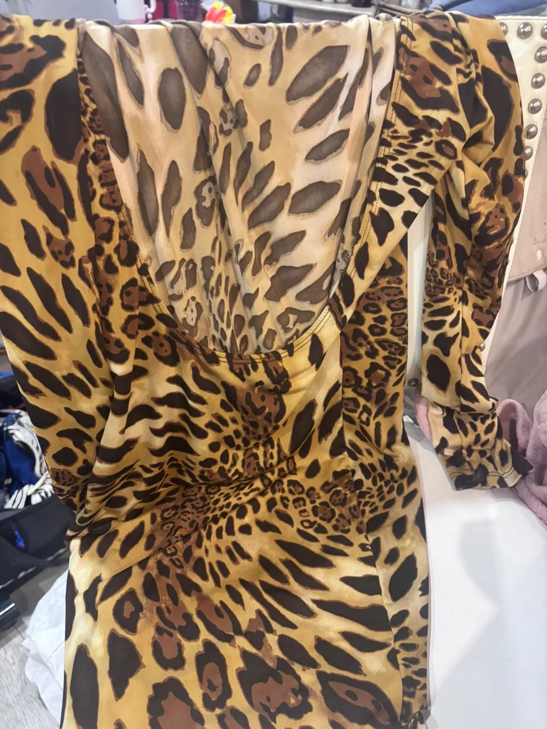 Leopard Print Long Sleeve Mini Dress image indicator(3)