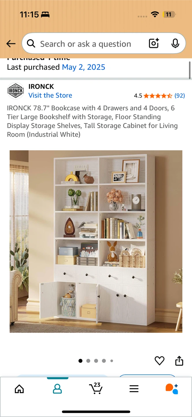 IRONCK 78.7" Bookcase - Industrial White