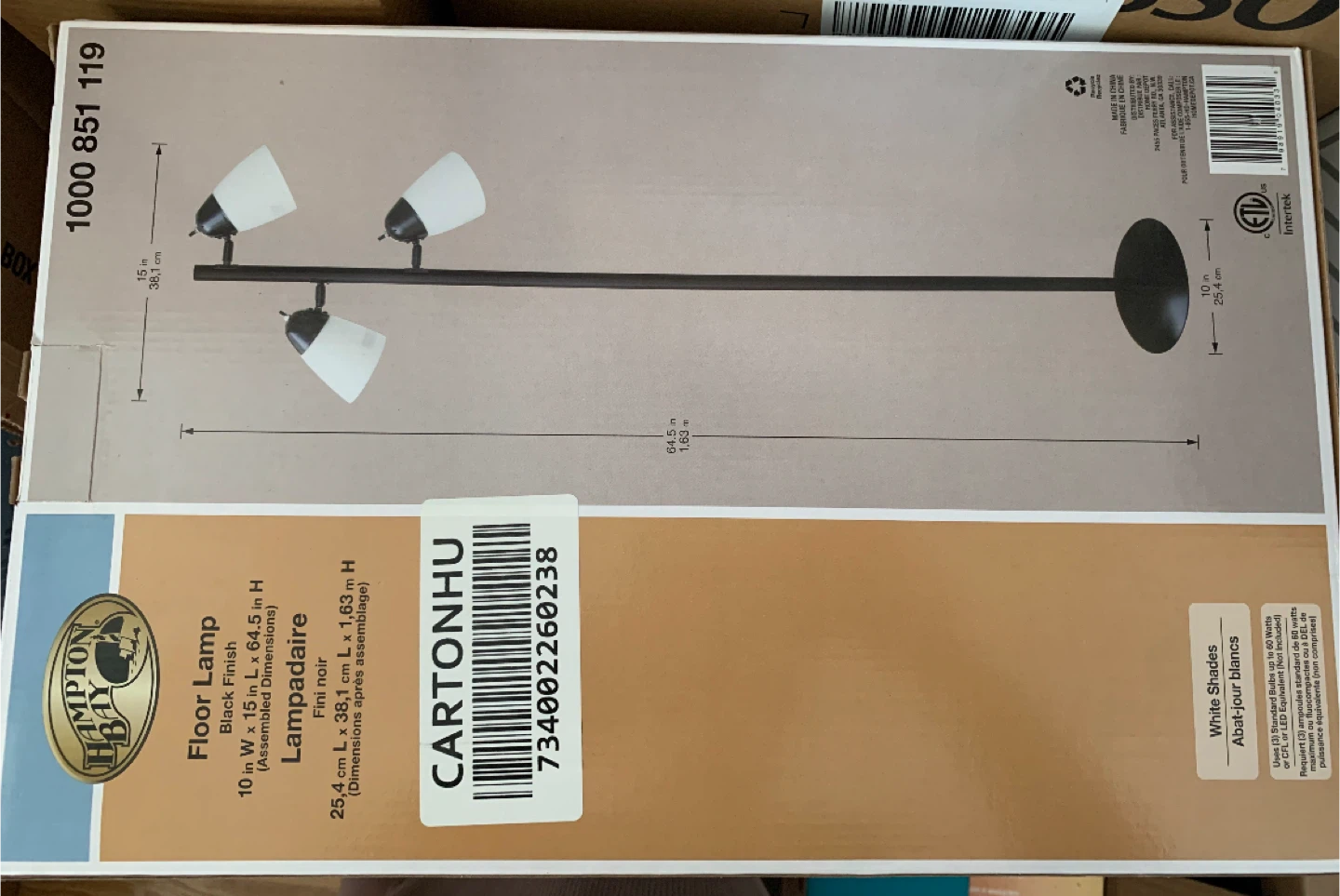 Hampton Bay Floor Lamp - Black Finish