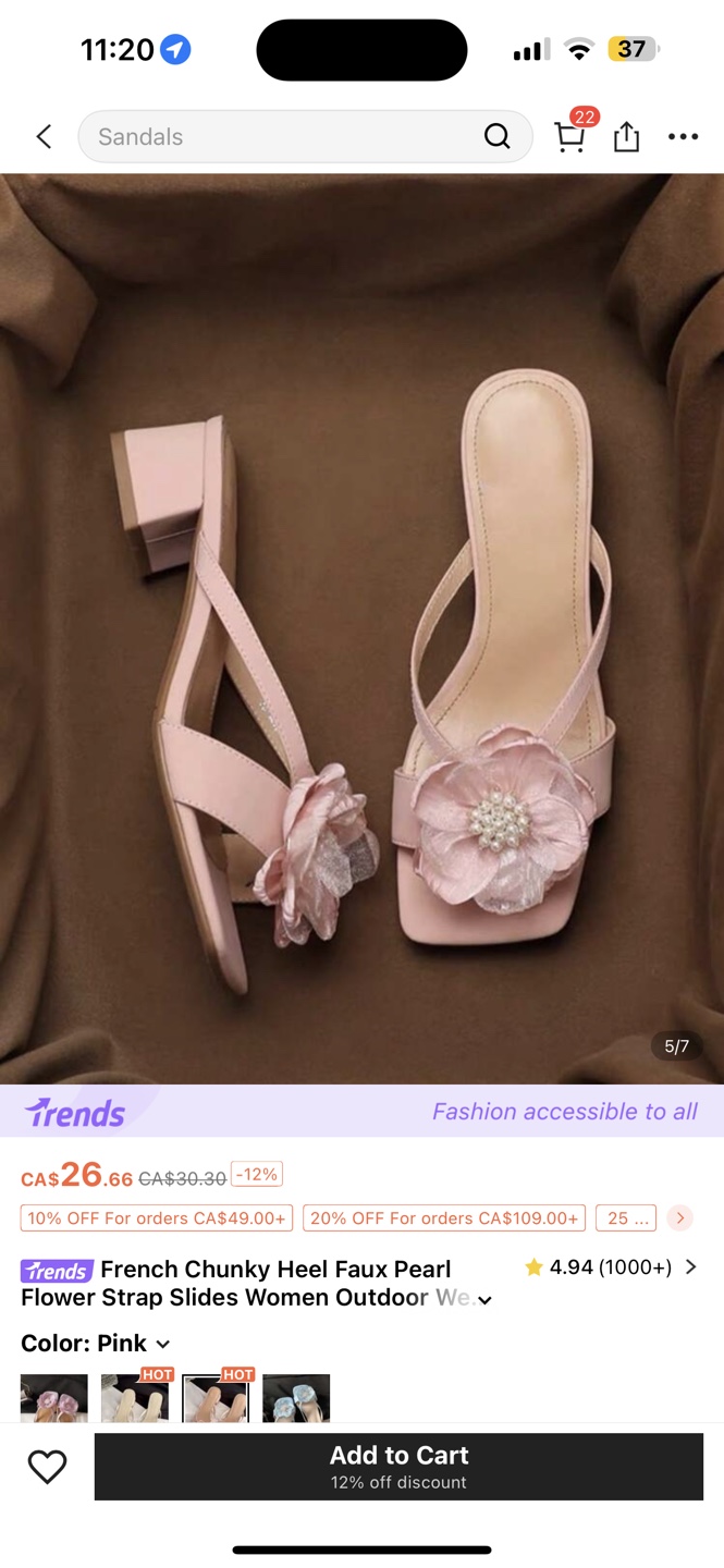 Pink Flower Strap Slides - Size 5.5 - photo 2