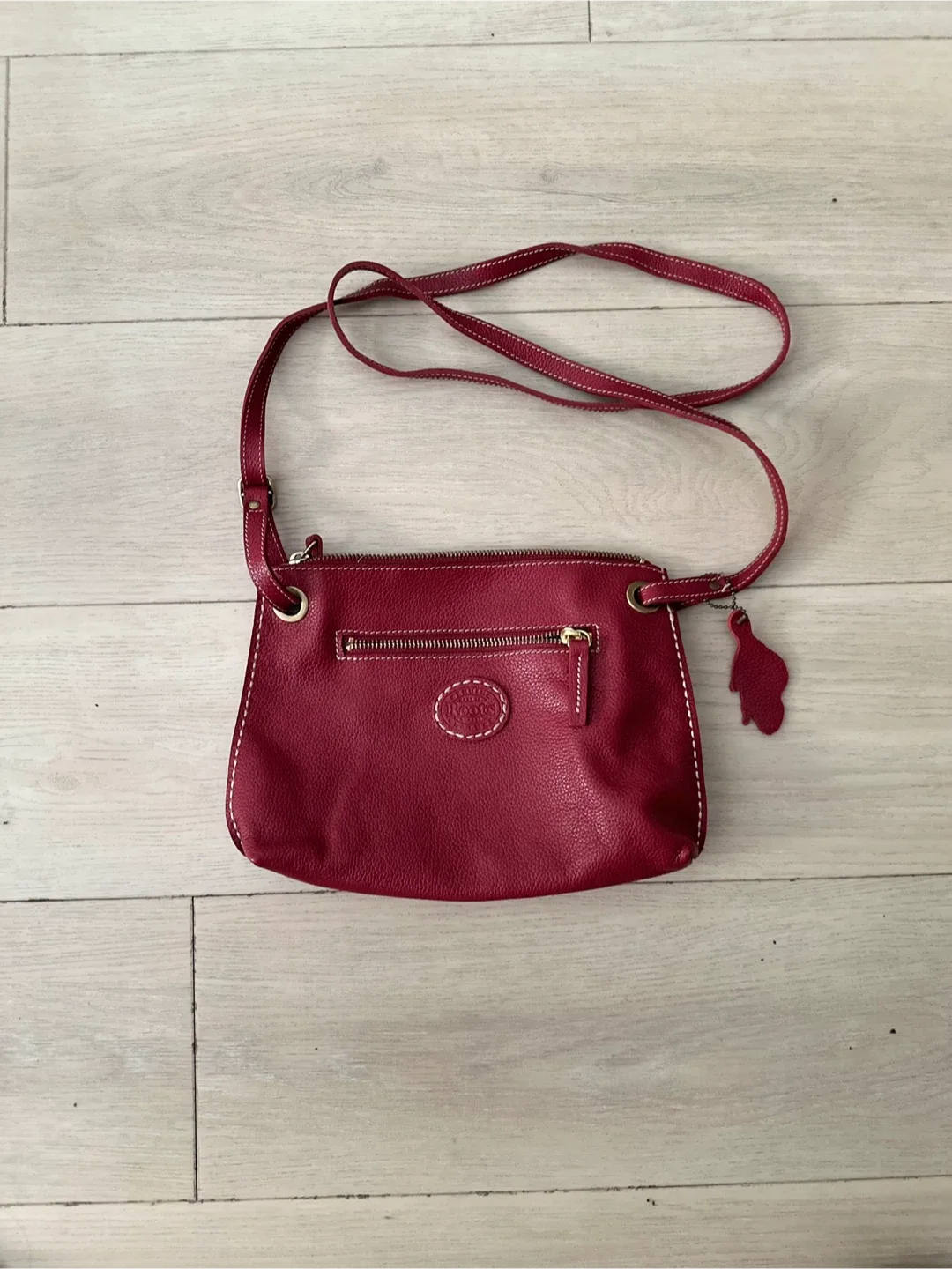 Roots Eddie Bag Red Leather Crossbody