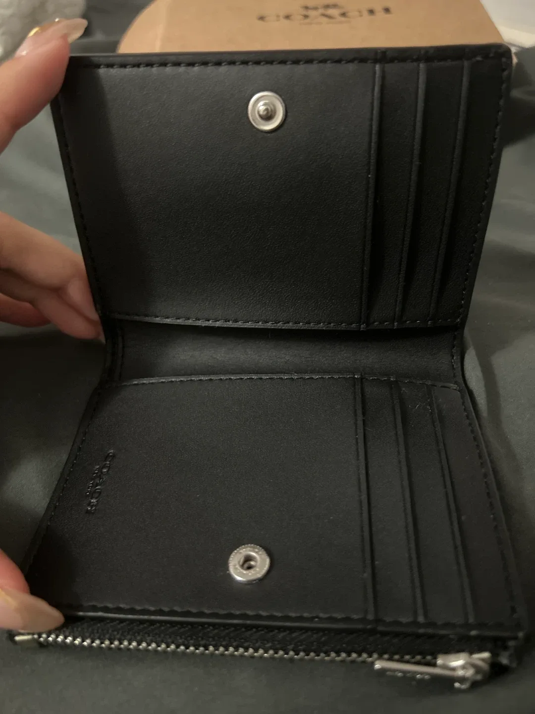 Coach Floral Print Snap Wallet - Black image indicator(2)