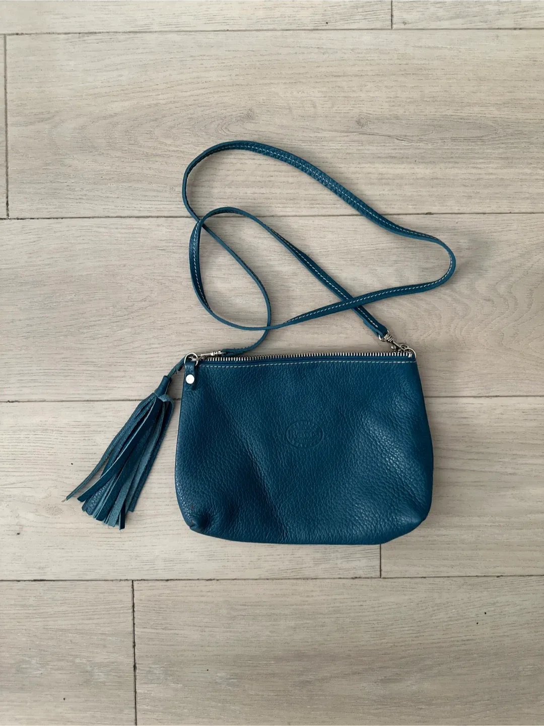 Roots Leather Crossbody Bag - Teal