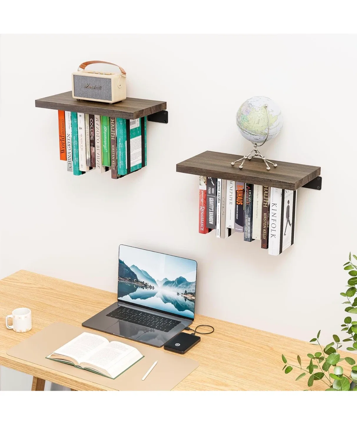NANATI Floating Bookshelf Set - Heavy Burn image indicator(2)