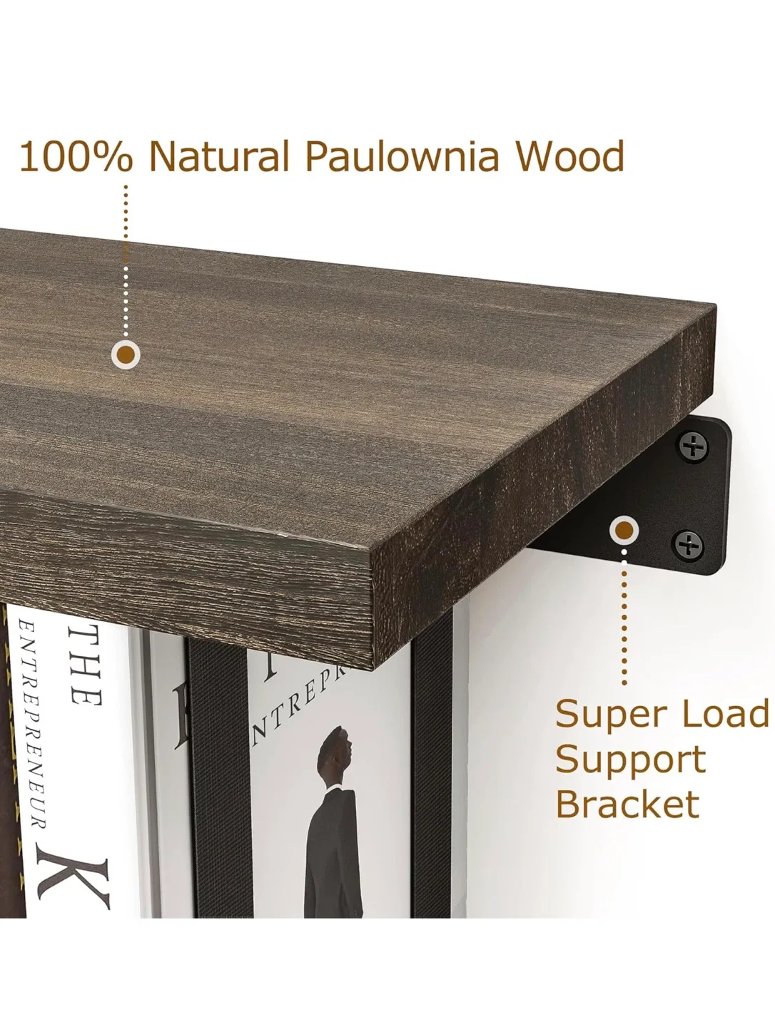 NANATI Floating Bookshelf Set - Heavy Burn image indicator(3)