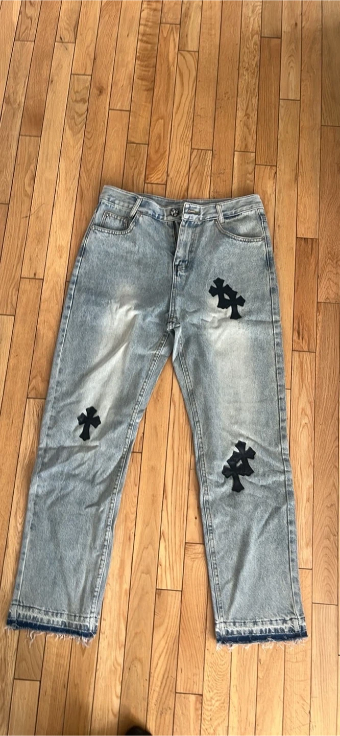 Chrome Hearts Style Denim Jeans - photo 2