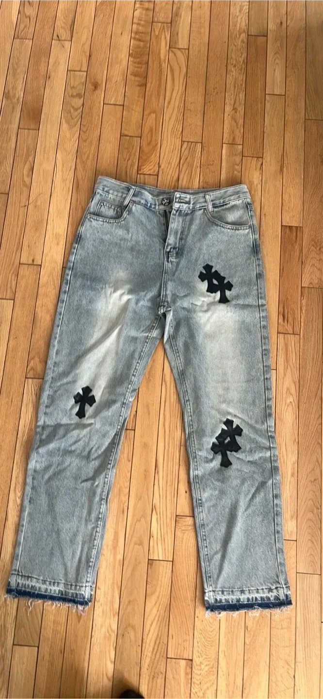 Chrome Hearts Style Denim Jeans image indicator(2)