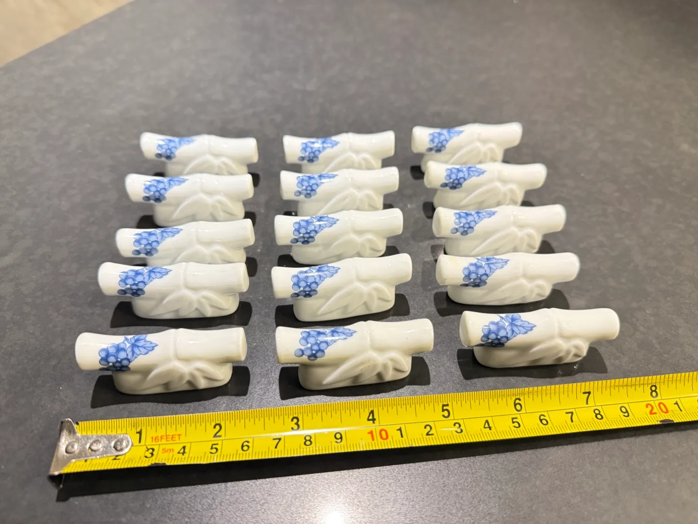 Chopstick stand - white with blue grape design thumbnail