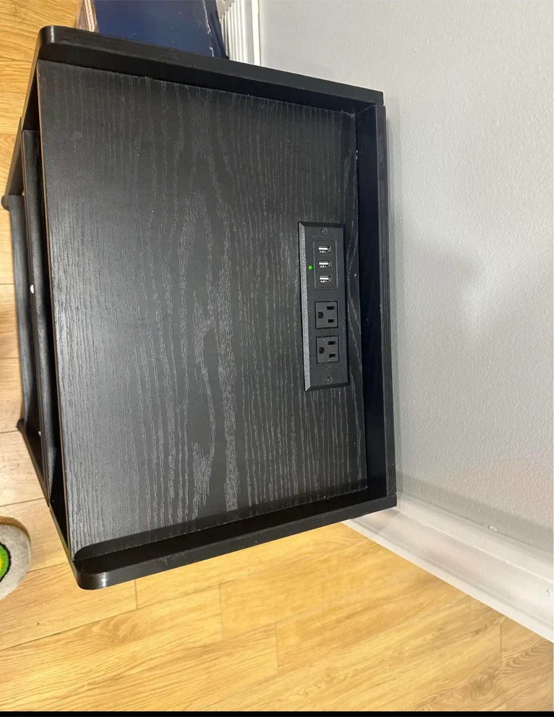 Black End Table with USB Ports & Shelves image indicator(5)