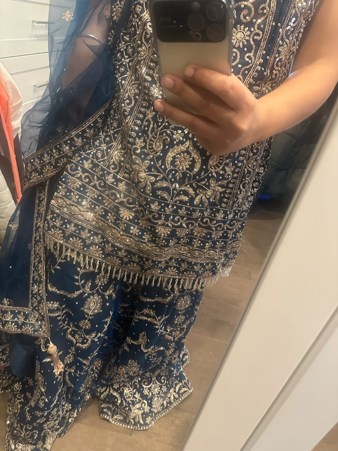 Teal & Gold Embroidered Sharara suit - photo 2