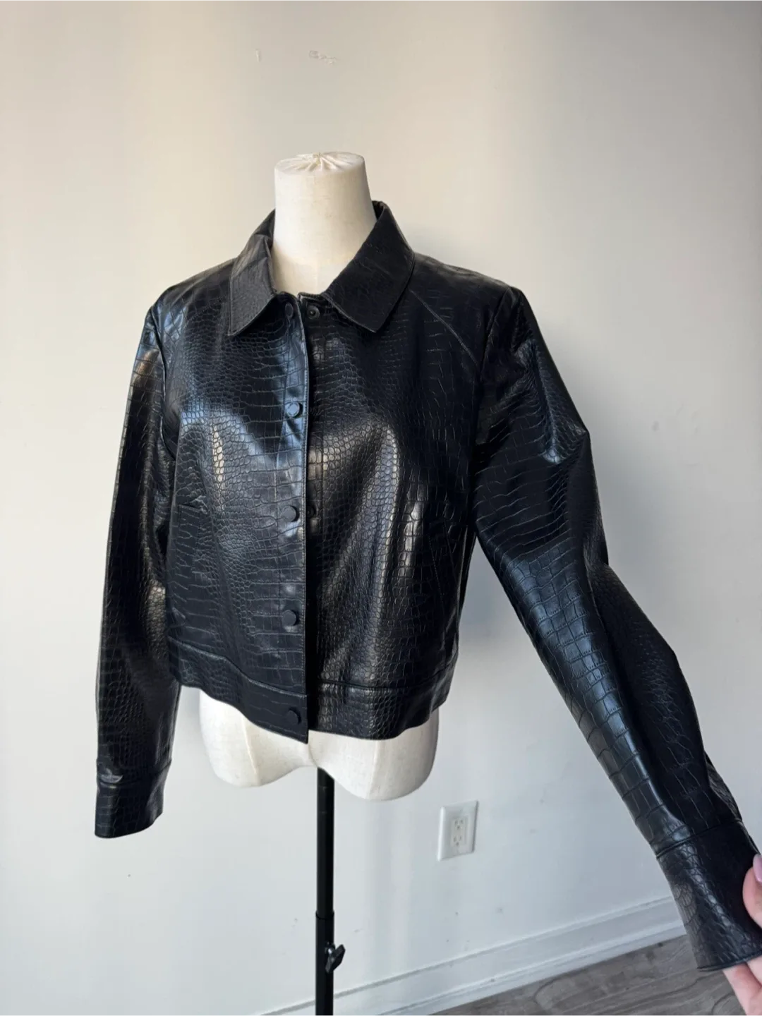 Calvin Klein Black Faux Leather Jacket Size 14 thumbnail