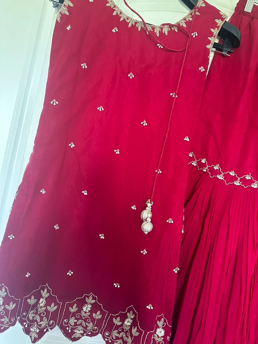 Red Embroidered Indian Outfit - photo 5