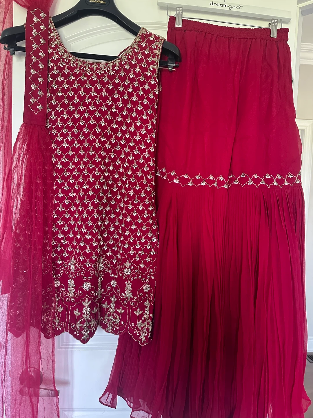 Red Embroidered Indian Outfit - photo 4