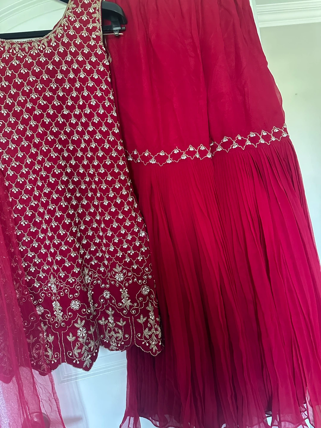 Red Embroidered Indian Outfit - photo 2
