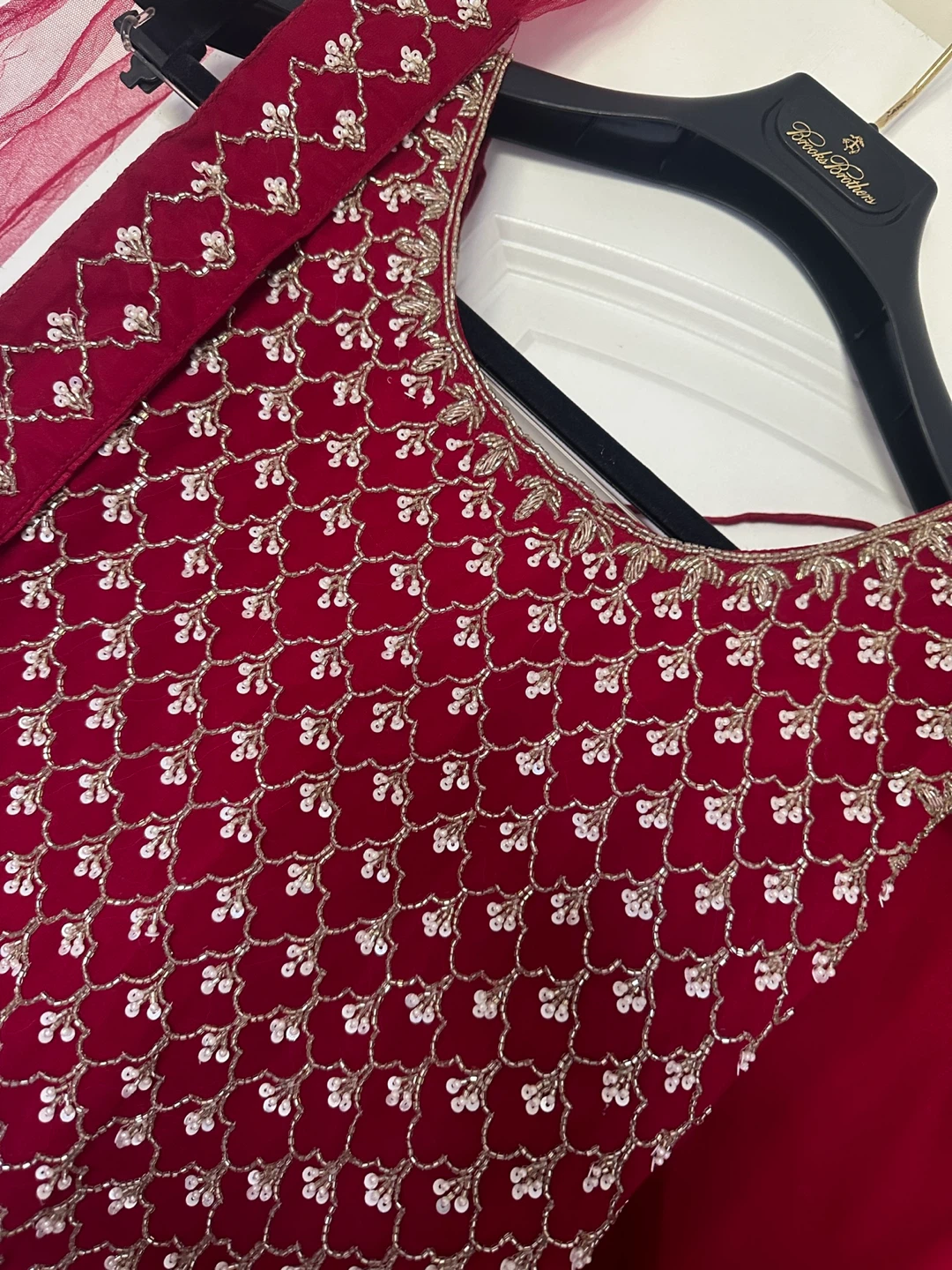 Red Embroidered Indian Outfit - photo 3