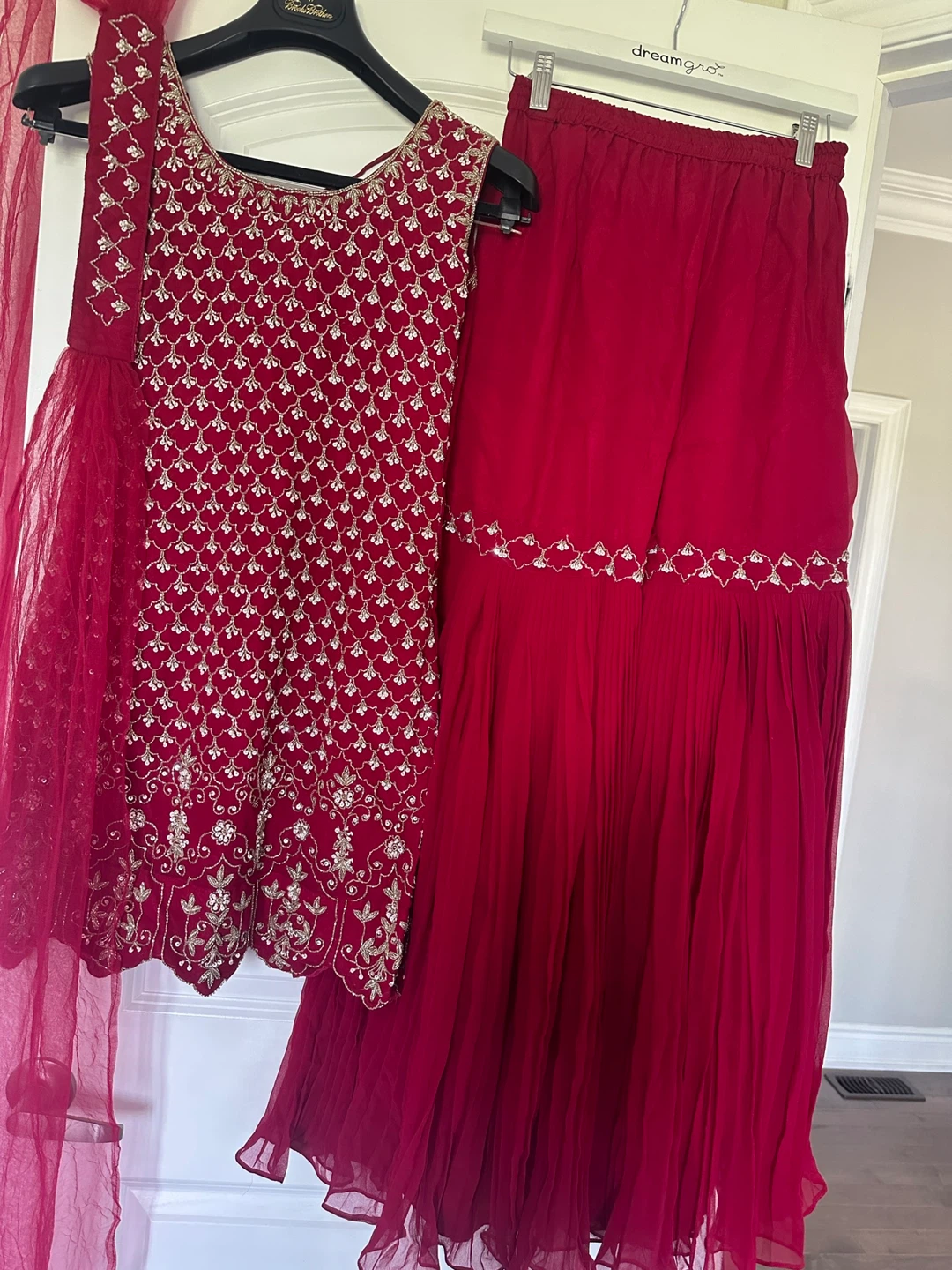Red Embroidered Indian Outfit