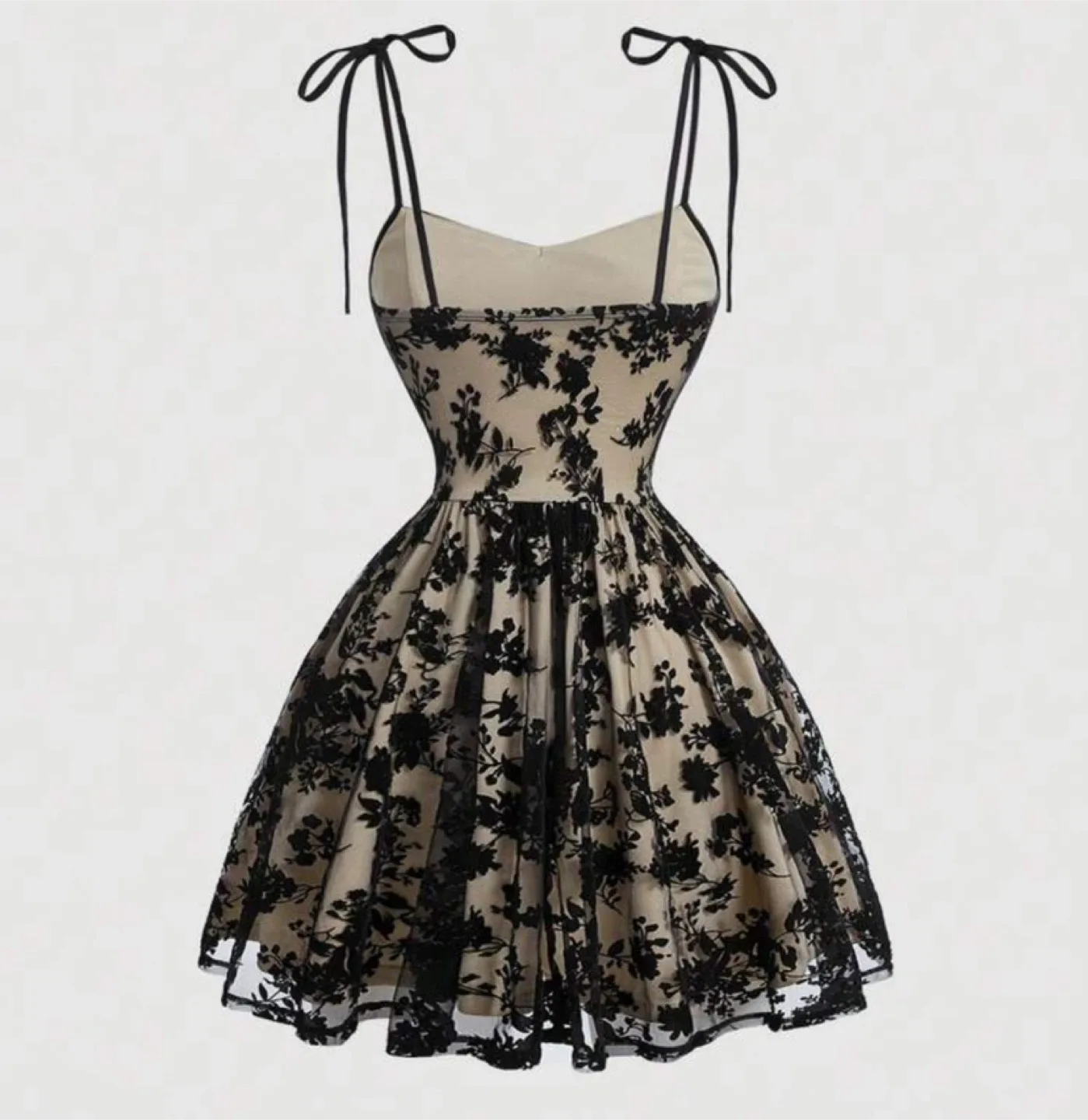 Floral Lace Mini Dress - Black image indicator(2)