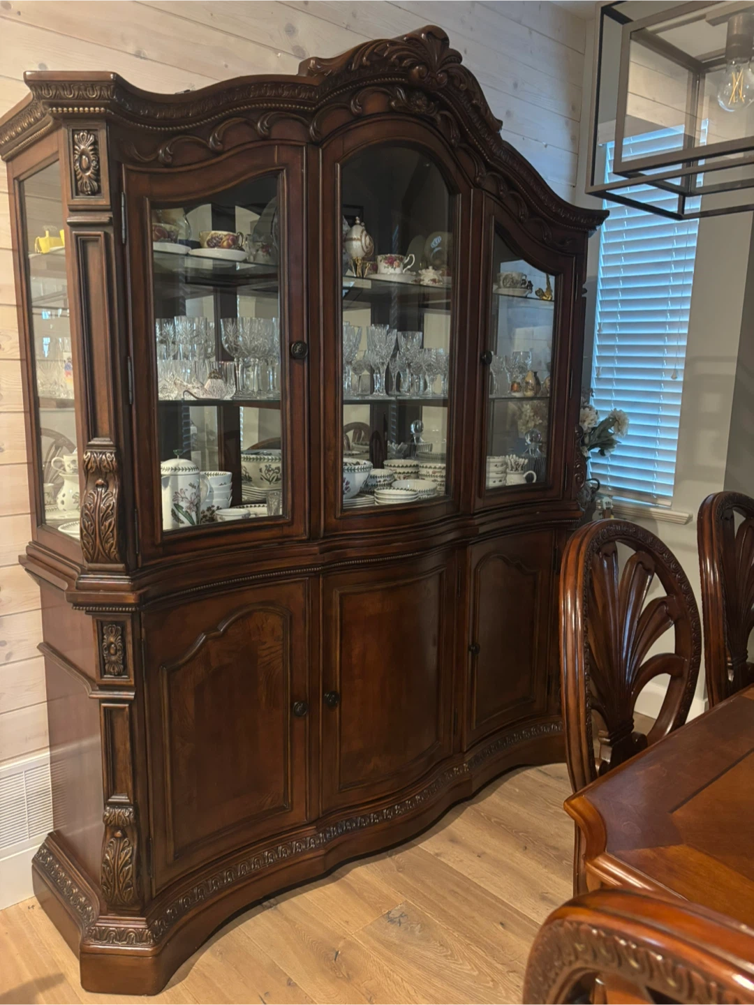 Antique Solid Wooden Dining Set with China Cabinet - photo 2