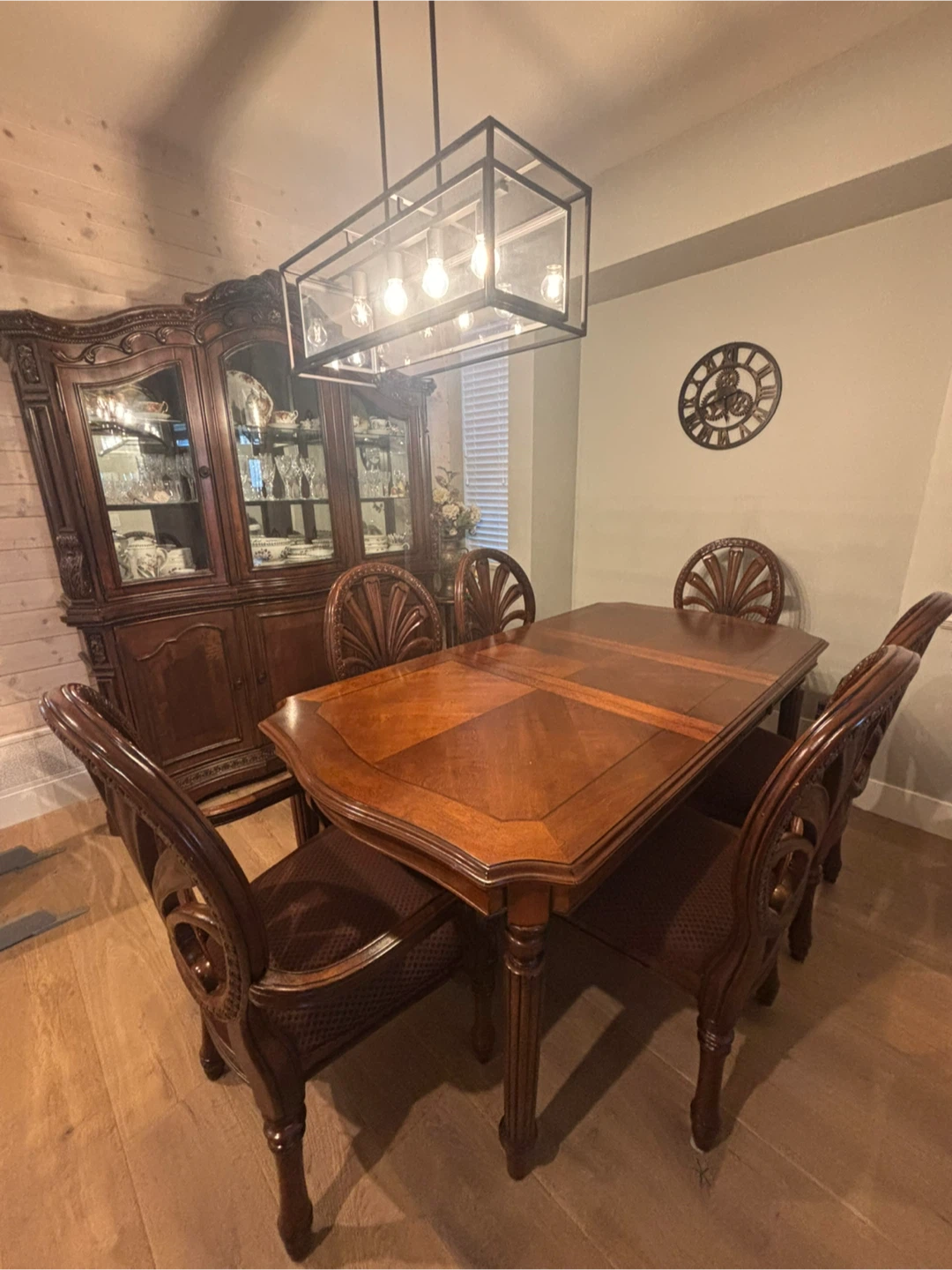 Antique Solid Wooden Dining Set with China Cabinet - photo 3