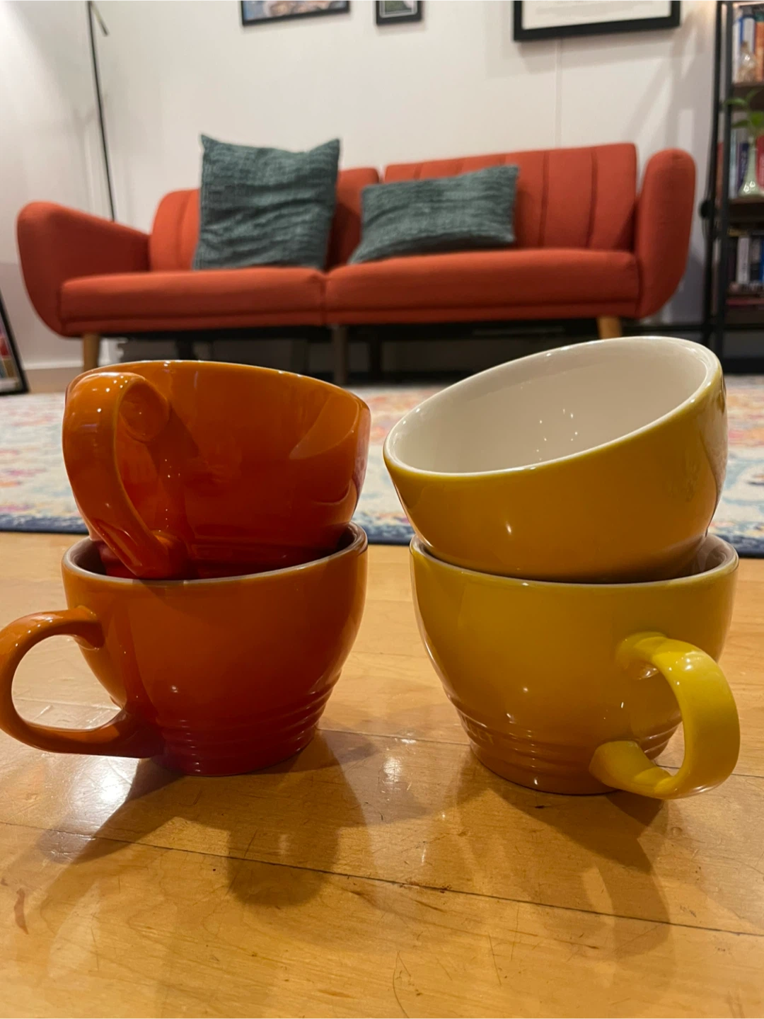 Le Creuset Mugs, Set of 4 (Orange & Yellow)