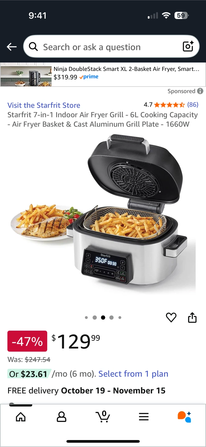 Starfrit 7-in-1 Indoor Air Fryer Grill - 6L