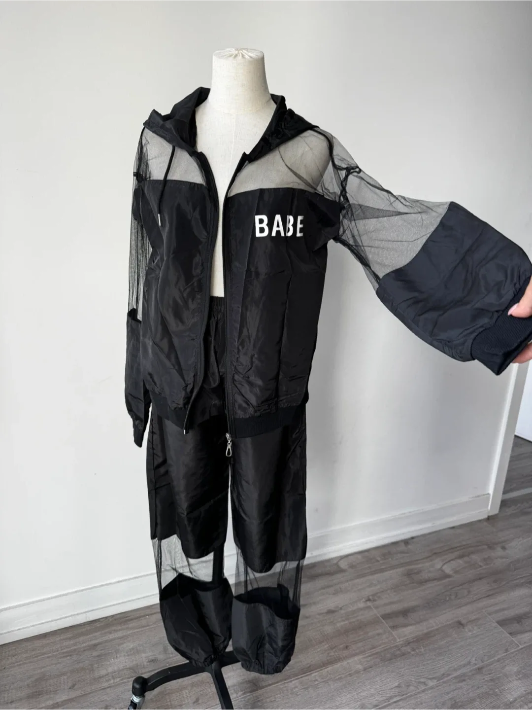 BABE Black Mesh Accent Tracksuit thumbnail