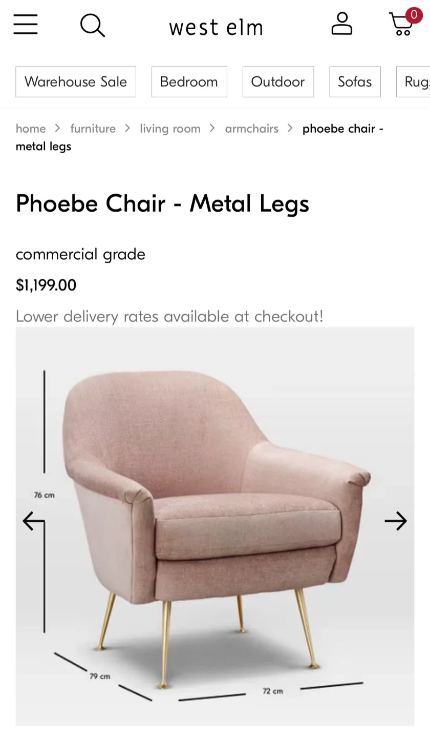 West Elm Phoebe Chair - Metal Legs image indicator(2)