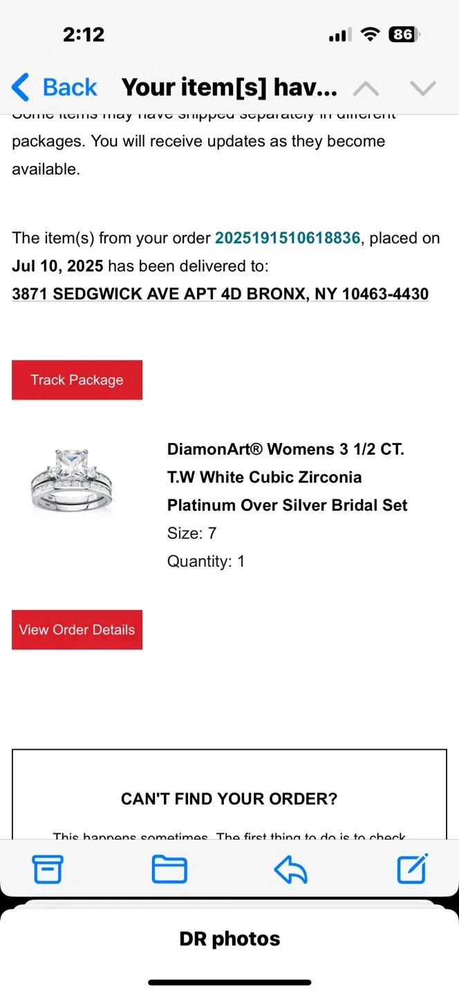 DiamonArt Size 7 Platinum Over Silver Cz Bridal Ring Set image indicator(6)