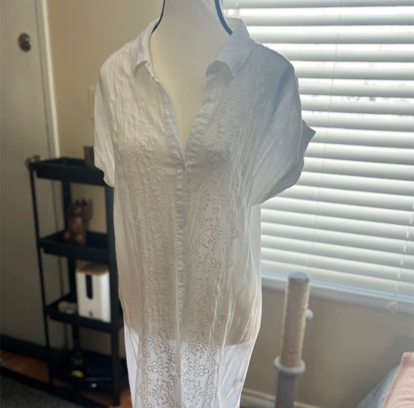 White Embroidered Blouse Dress