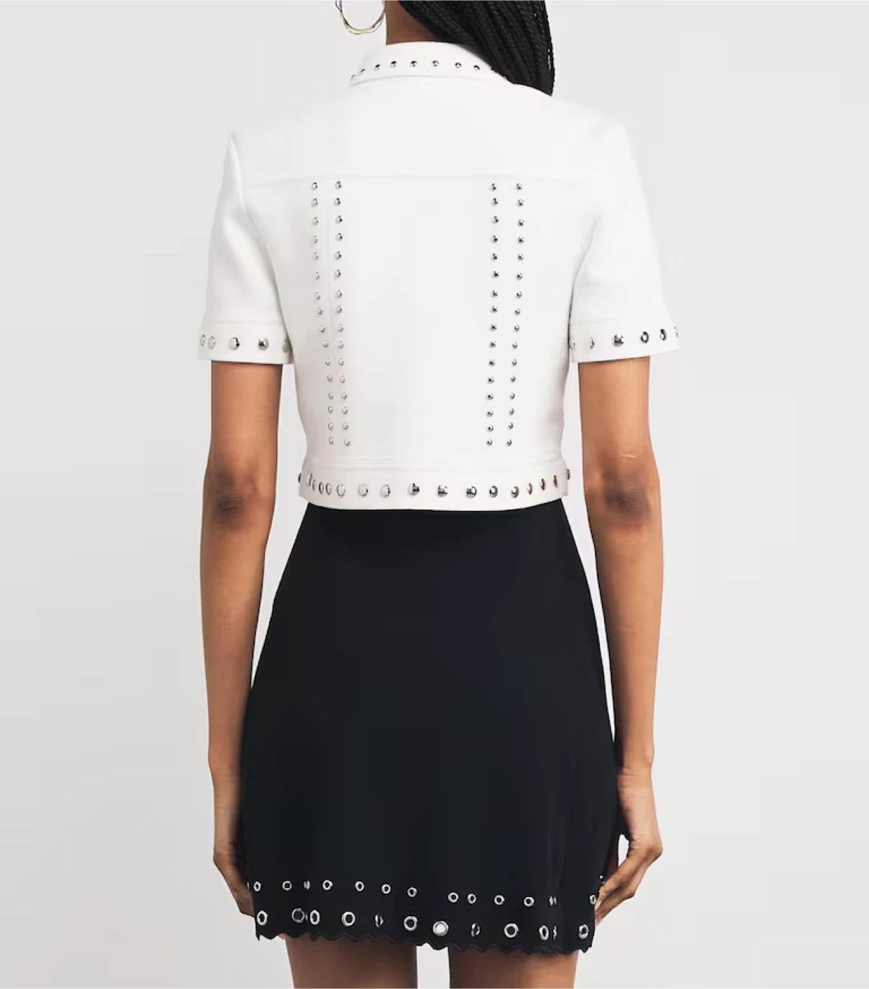 Maje White Studded Short Sleeve Jacket - Size 0 (New!) - photo 3
