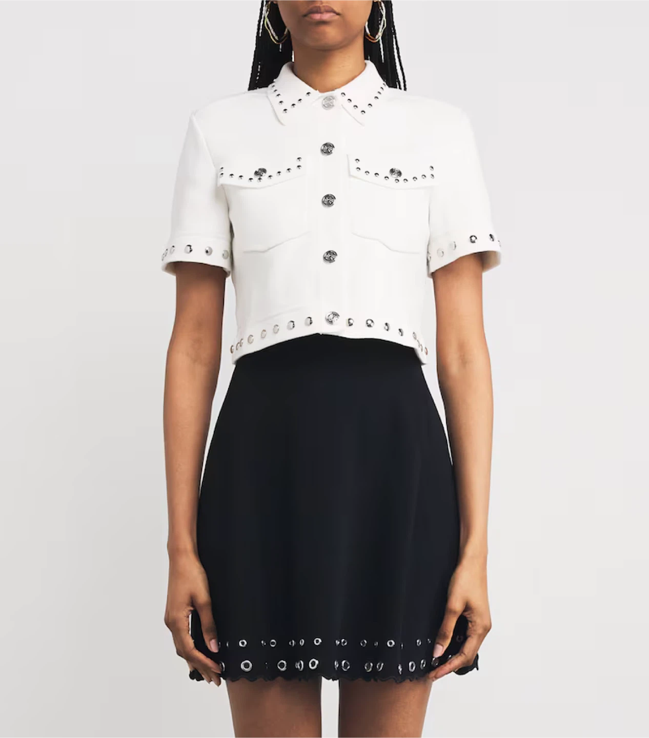 Maje White Studded Short Sleeve Jacket - Size 0 (New!) - photo 2