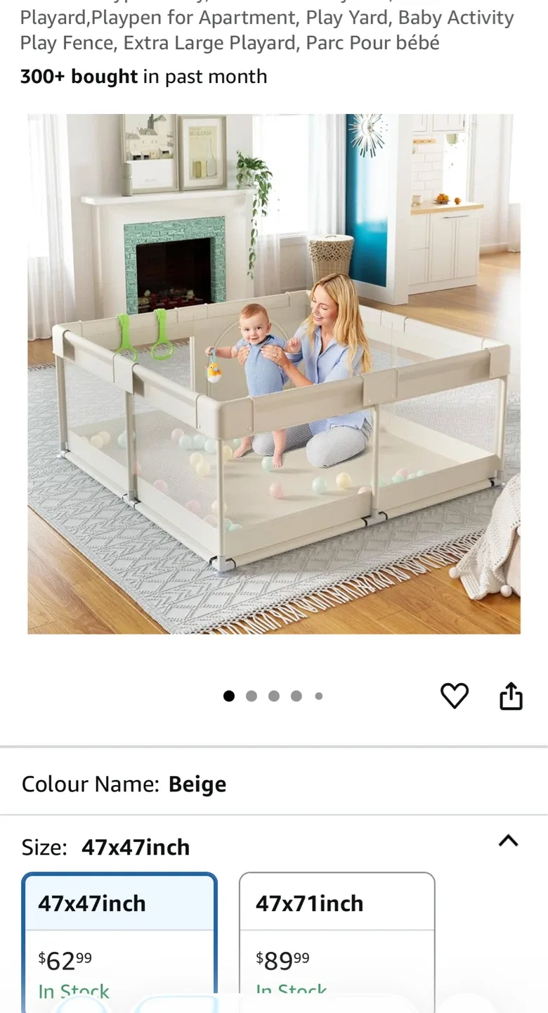 Playpen 120x120, Beige, 47x47 inch image indicator(2)