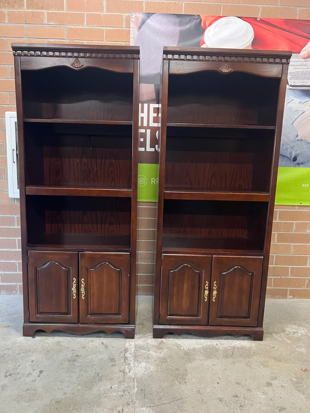 Matching Dark Wood Bookcases - Set of 2