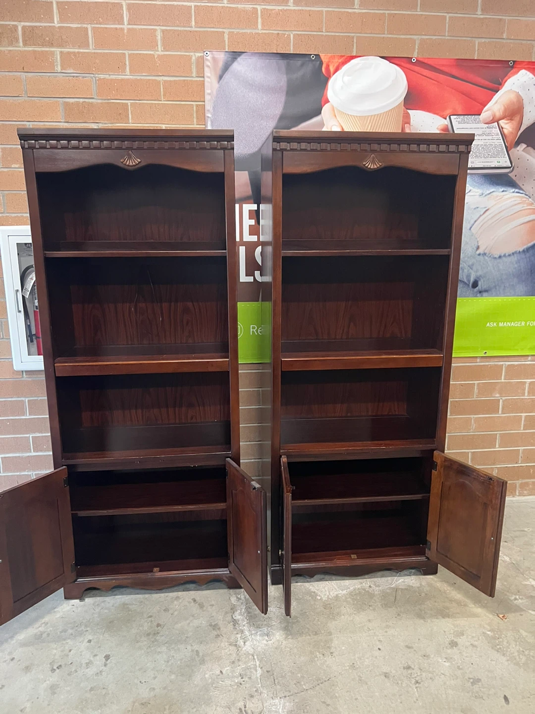 Matching Dark Wood Bookcases - Set of 2 - photo 2