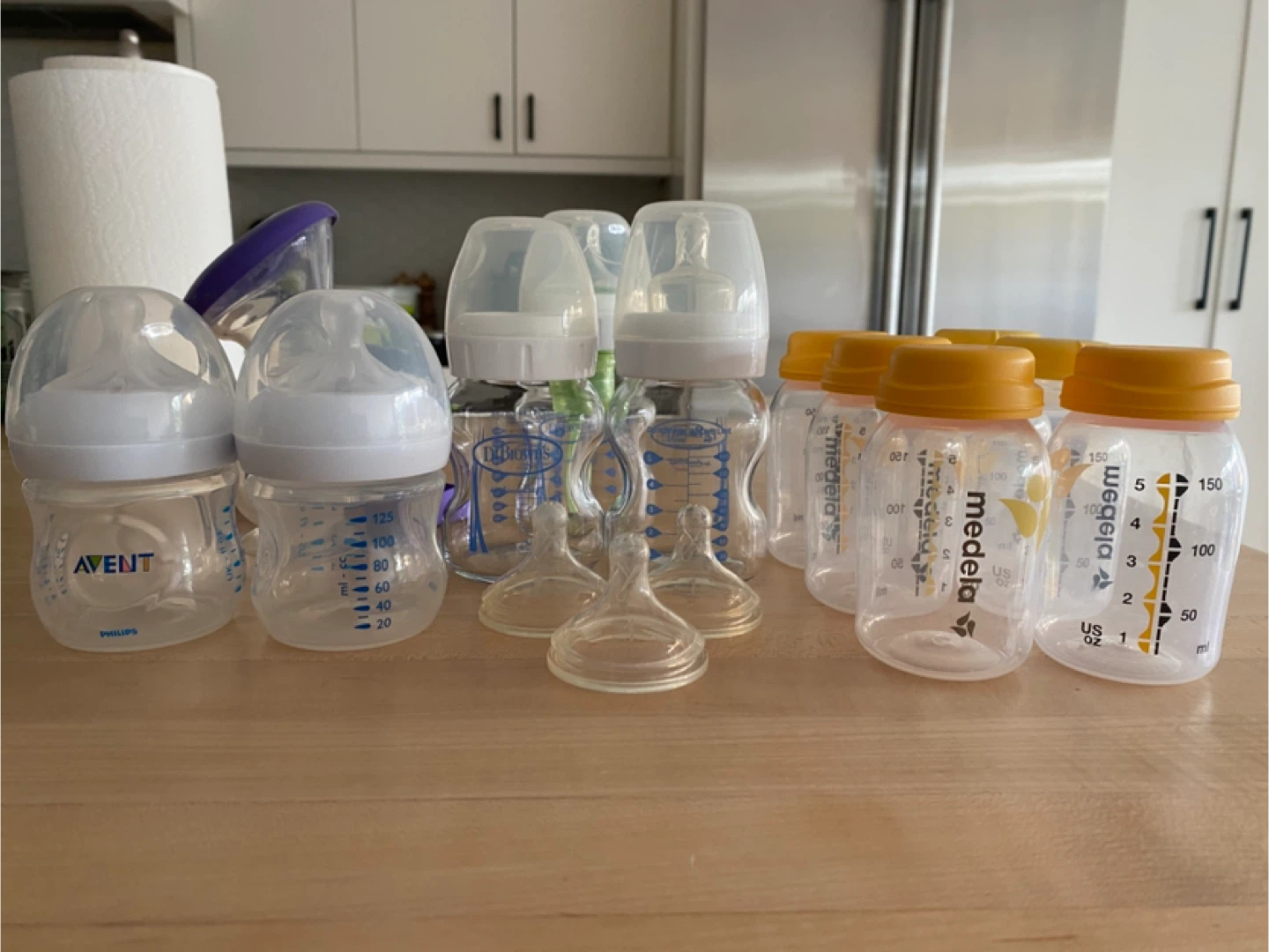 Baby bottles (Phillips Avent, Dr. Brown’s, Medela)