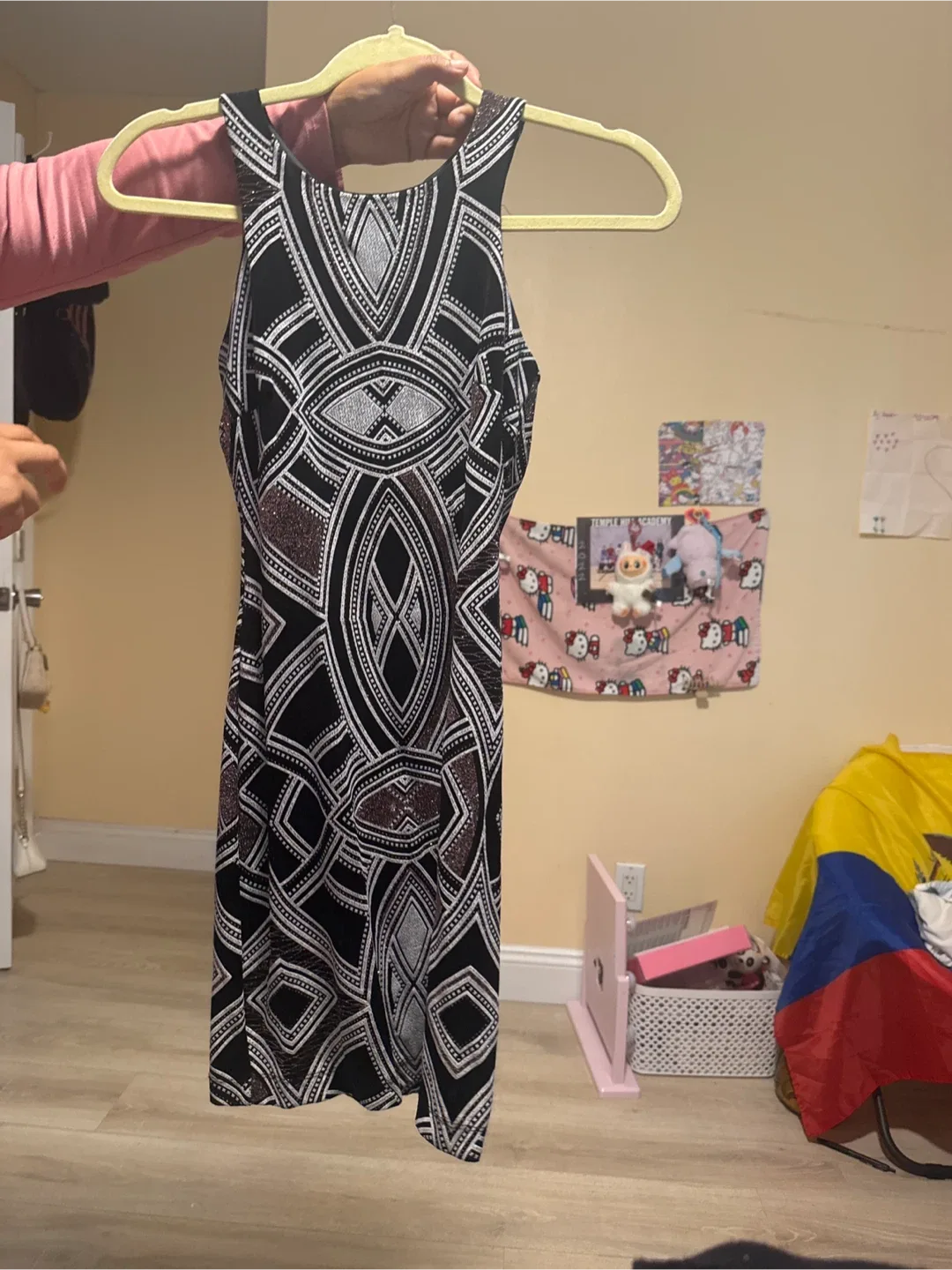 Black & Silver Patterned Dress for teen girl thumbnail