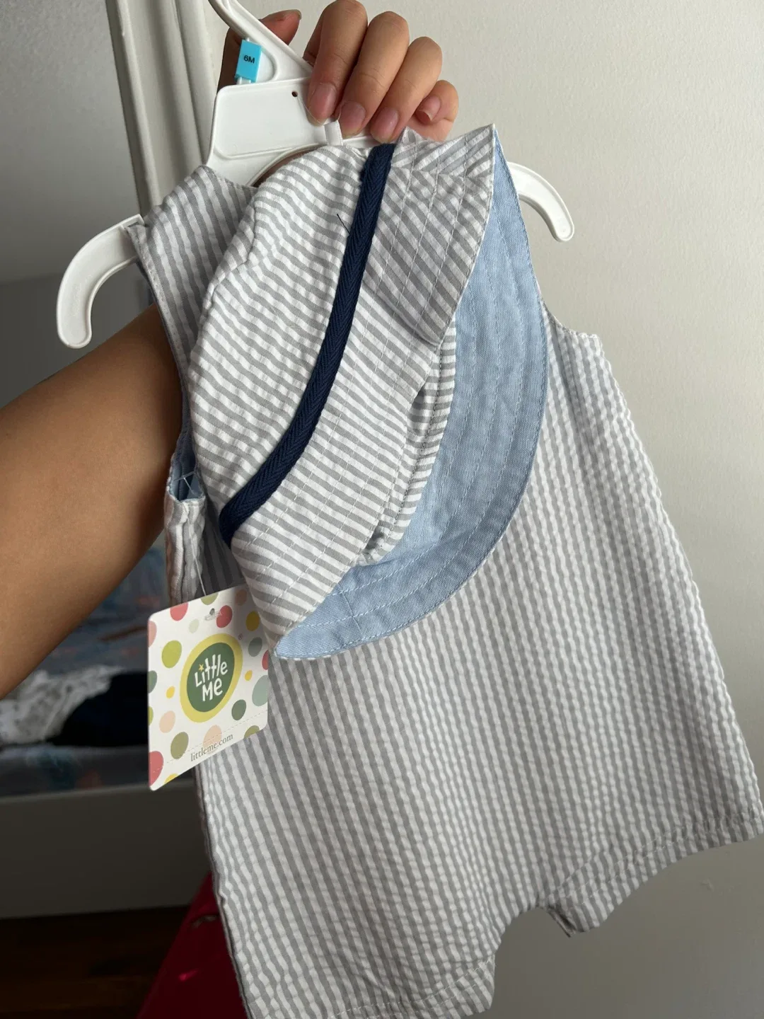 Little Me Seersucker Romper & Hat Set image indicator(2)