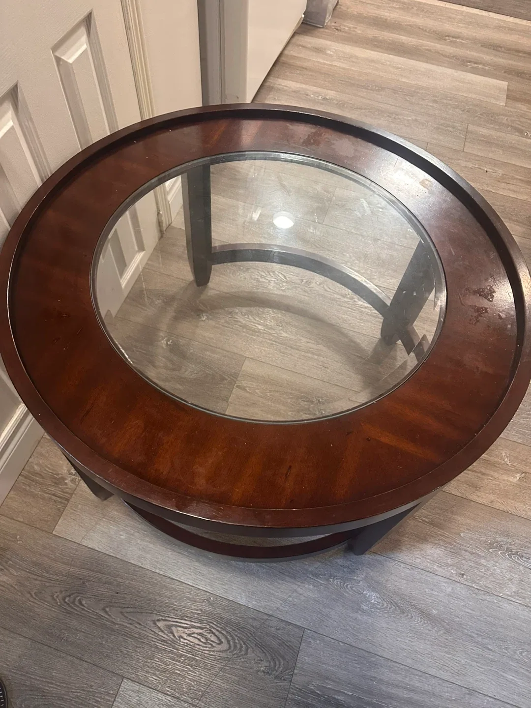 Round Wood & Glass Coffee Table image indicator(4)