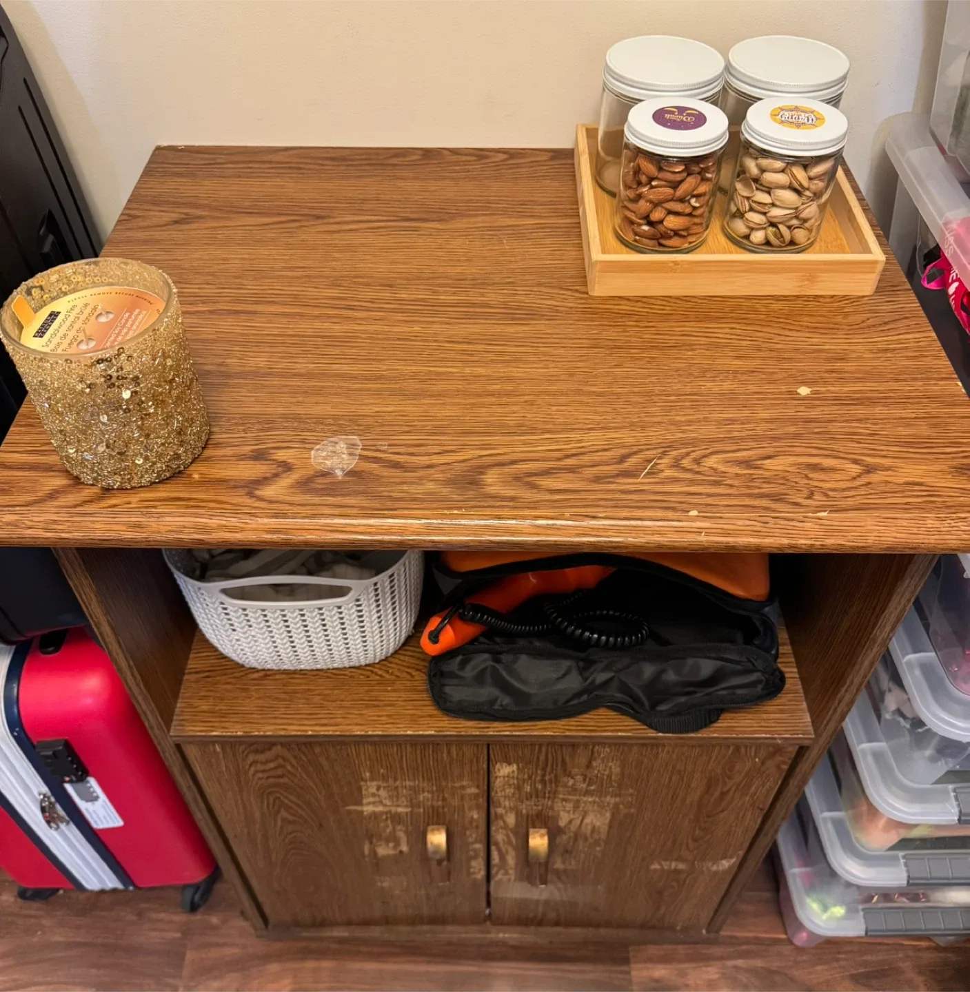 Rolling Wooden Storage Cabinet with Doors image indicator(3)