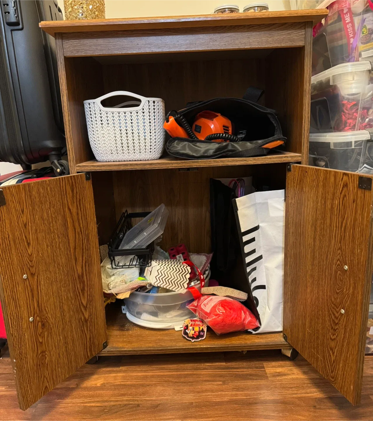 Rolling Wooden Storage Cabinet with Doors image indicator(2)